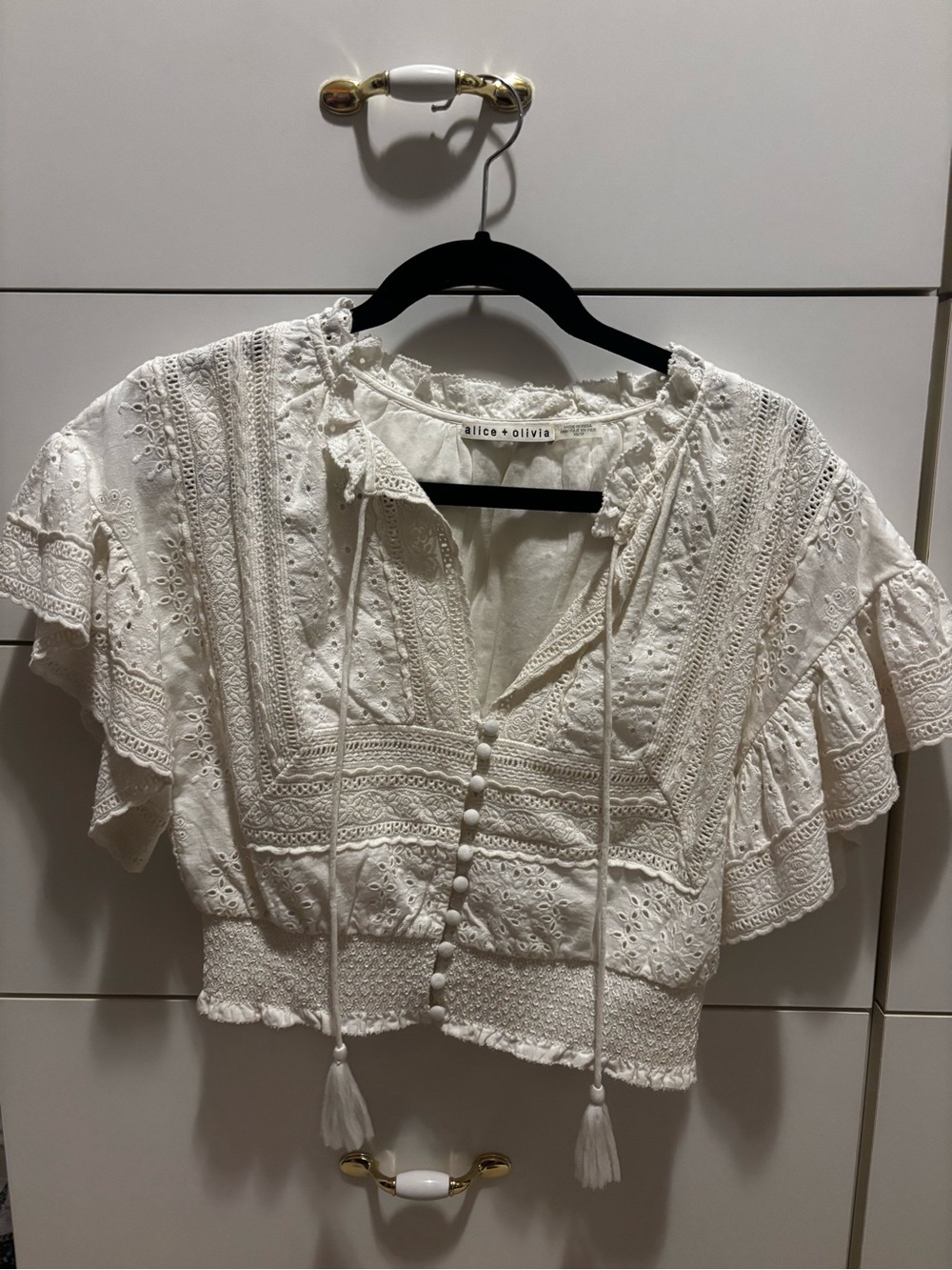 Alice & Olivia Eyelet Top